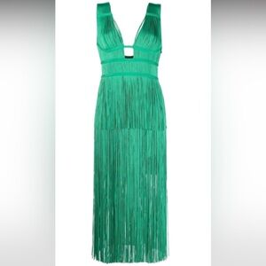 Herve Leger Fringe Green Dress